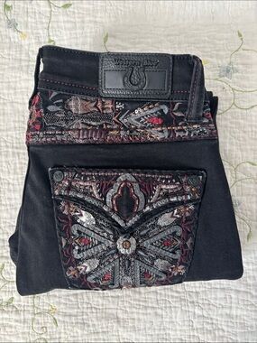 Western Blue Embellished Bootcut Jeans Y2K Black Embroidered Size 5